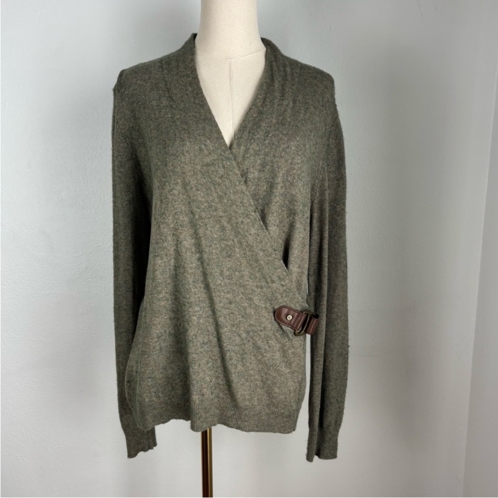 Ralph Lauren Olive Wrap Cardigan with Buckle